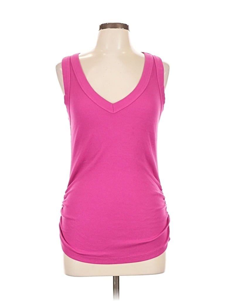 Pre-owned Michael Stars Tank Top Pink Plunge Neckline Tops