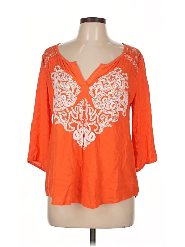 Pre-owned Miss Me 3/4 Sleeve Blouse In Orange