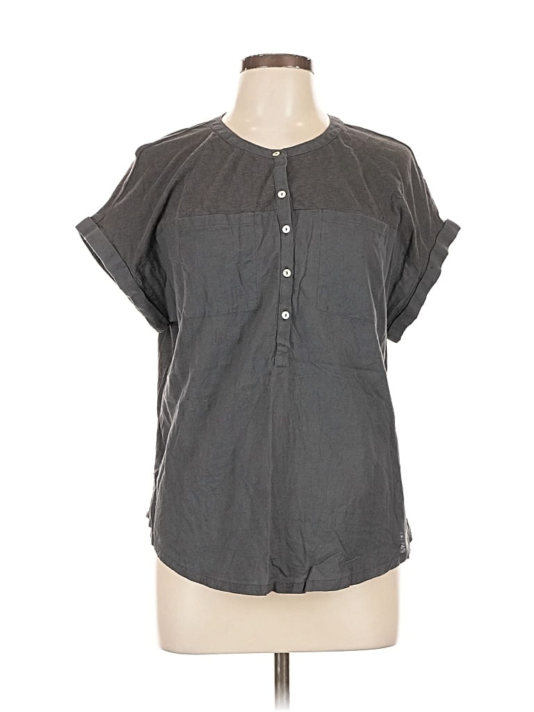Pre-owned Lucky Brand Short Sleeve Blouse In Gray
