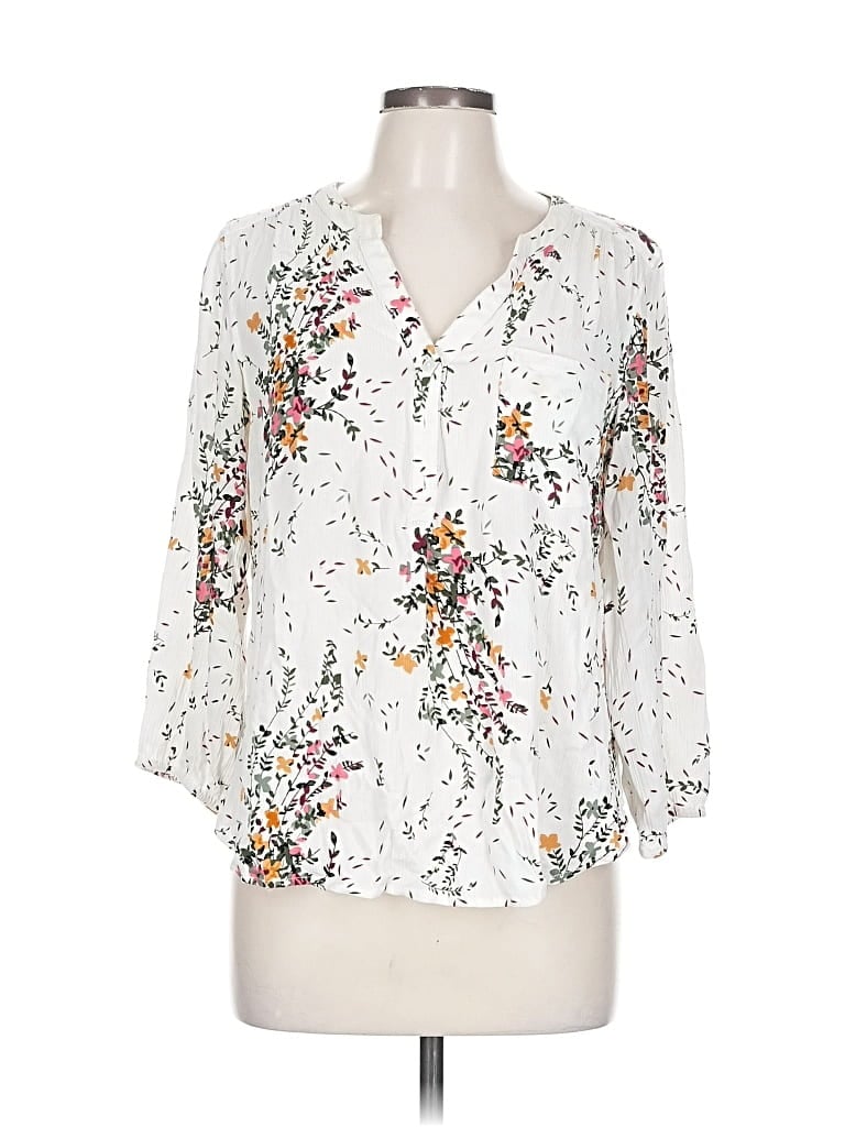 Pre-owned Market & Spruce 3/4 Sleeve Blouse In White