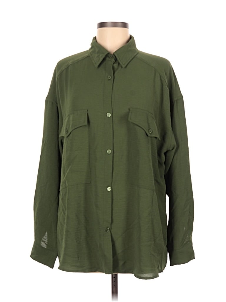 Pre-owned Fashion Nova Long Sleeve Blouse In Green