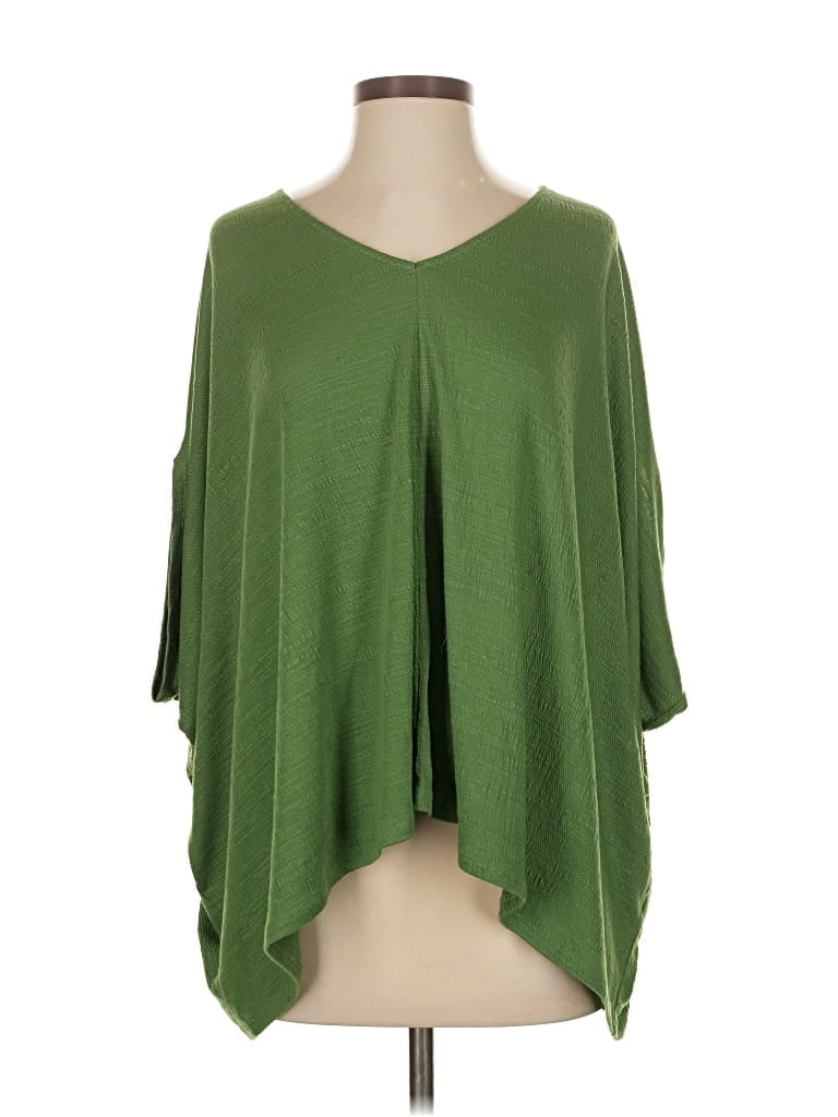 Pre-owned Laurie Felt 3/4 Sleeve Top Green V Neck Tops