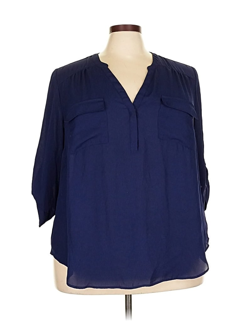 Pre-owned Torrid 3/4 Sleeve Blouse In Blue