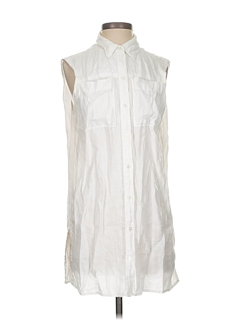 Pre-owned H&m Sleeveless Button Down Shirt In White