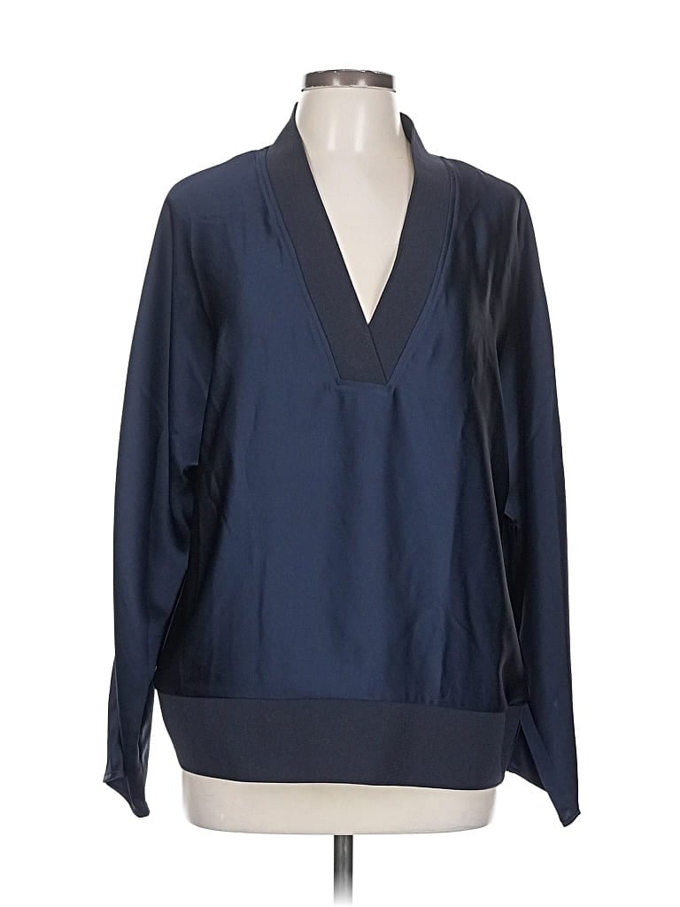 Pre-owned Halston Long Sleeve Blouse In Blue