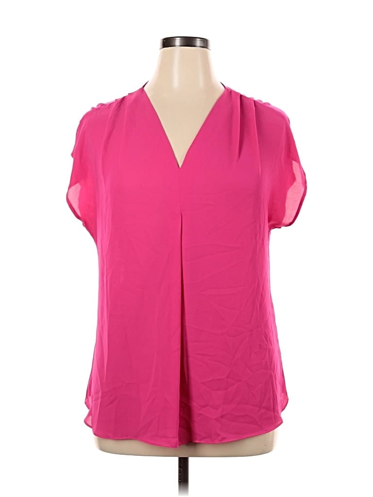 Pre-owned Inc International Concepts Short Sleeve Blouse In Pink