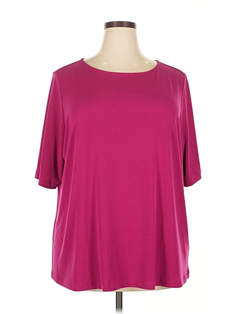 Pre-owned Susan Graver 3/4 Sleeve T-shirt In Burgundy