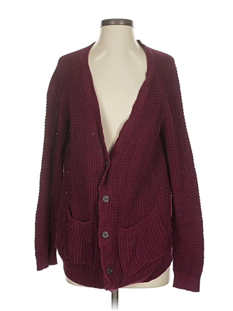 Pre-owned Forever 21 Cardigan Sweater In Burgundy