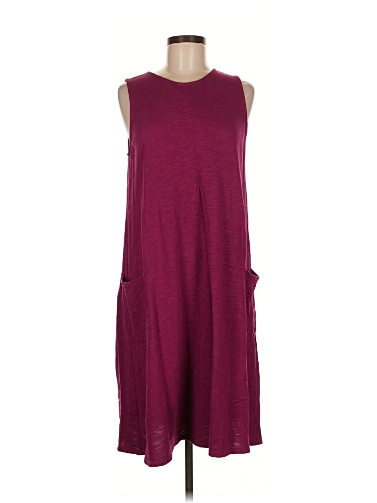 Pre-owned Jjill Casual Dress In Burgundy