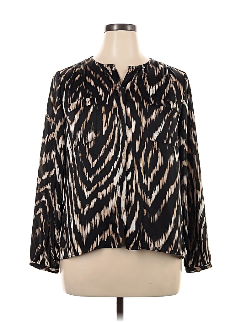 Pre-owned Liz Claiborne Long Sleeve Blouse In Black