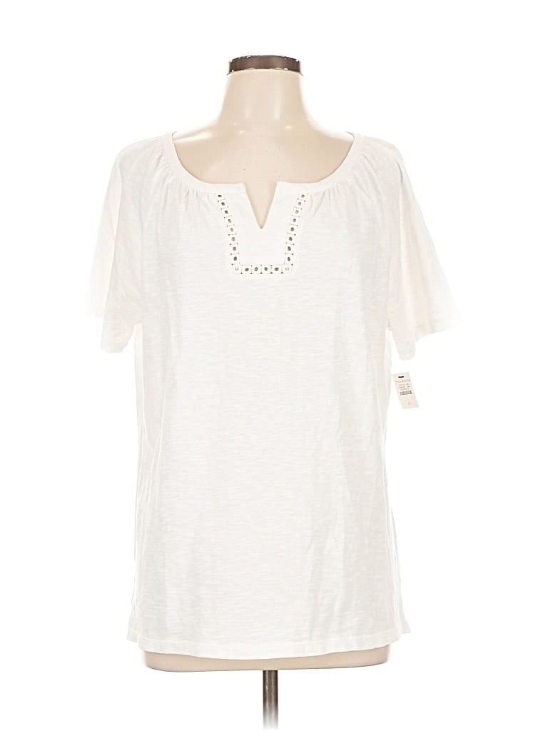 Pre-owned Talbots Short Sleeve Henley Shirt In White