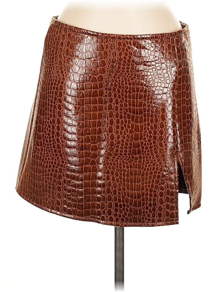 Pre-owned Motel Faux Leather Skirt In Brown