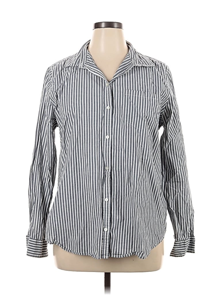 Pre-owned Amazon Essentials Long Sleeve Button Down Shirt In Blue