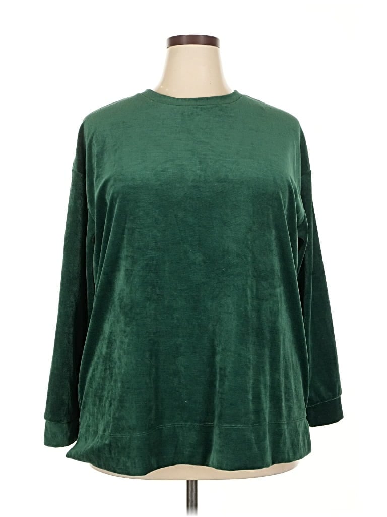 Pre-owned Woman Within Pullover Sweater In Green