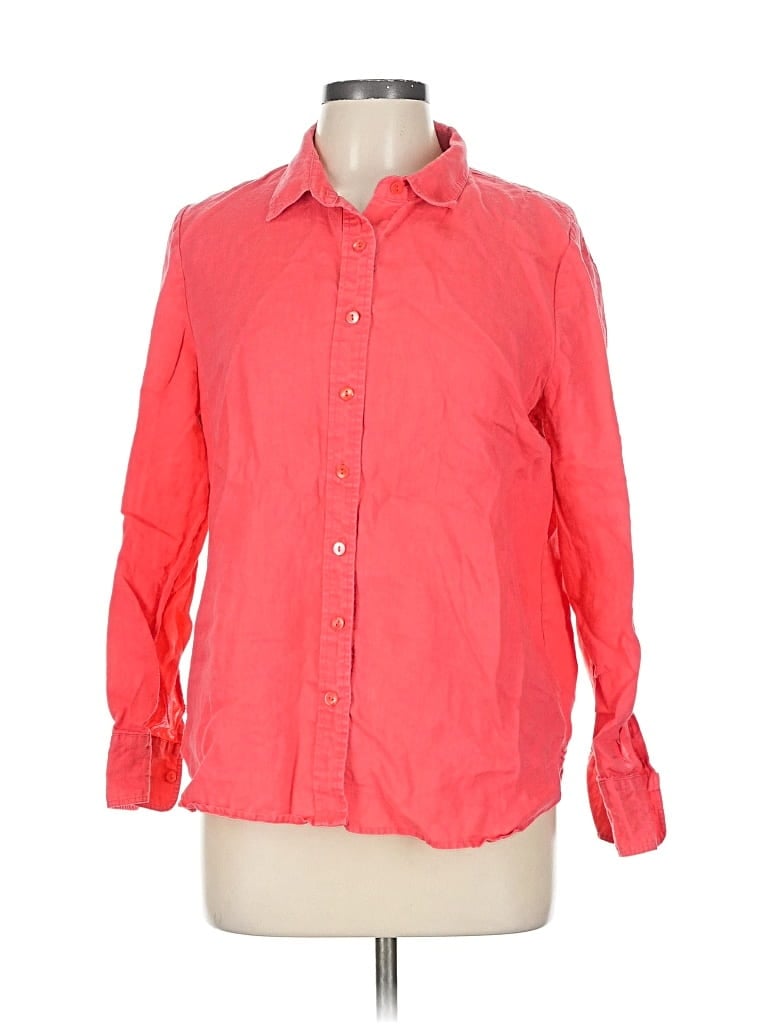 Pre-owned Pure Collection Long Sleeve Button Down Shirt In Red