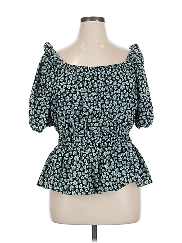 Pre-owned Nine West 3/4 Sleeve Blouse In Blue