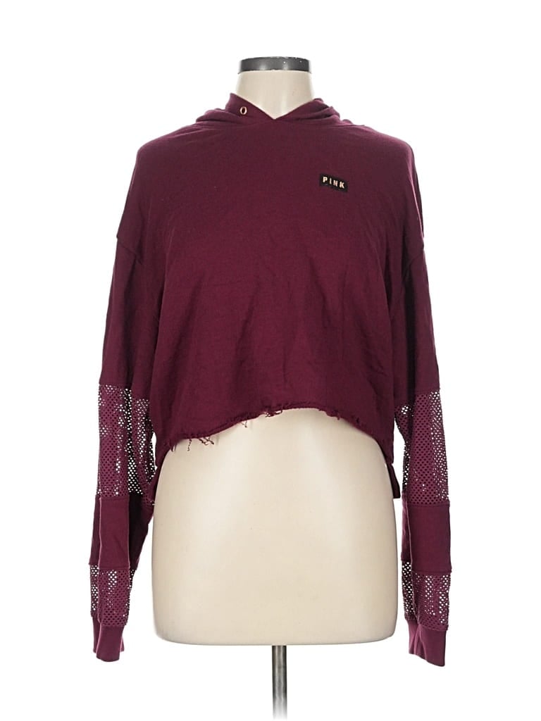 Pre-owned Victoria's Secret Pink Long Sleeve T-shirt In Burgundy
