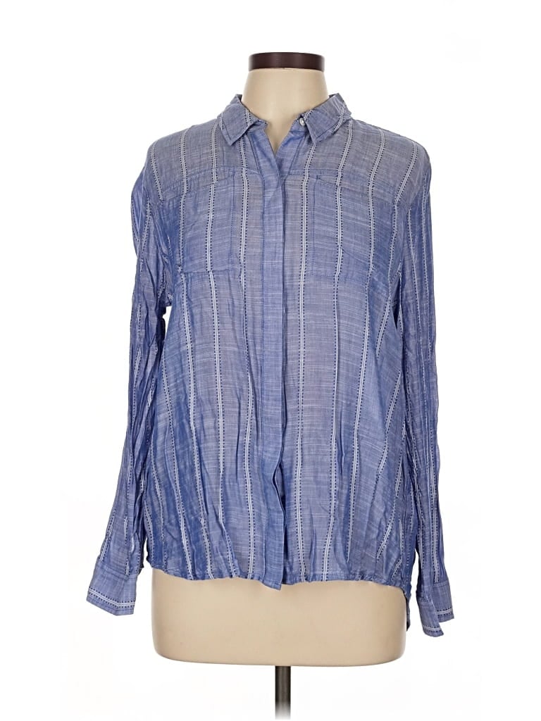 Pre-owned Lucky Brand Long Sleeve Blouse In Blue
