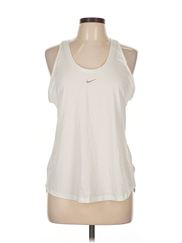 Pre-owned Nike Tank Top Ivory Halter Neckline Tops In White