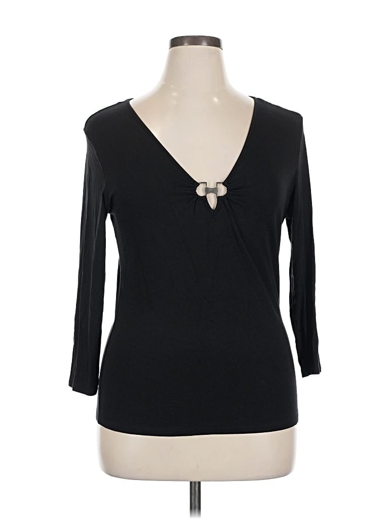 Pre-owned Michael Michael Kors 3/4 Sleeve Top Black Sweetheart Neckline Tops
