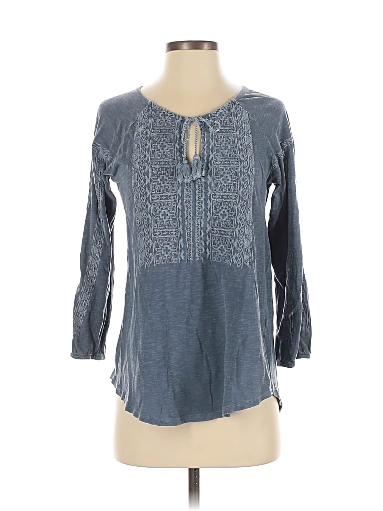 Pre-owned Lucky Brand Long Sleeve Blouse In Blue