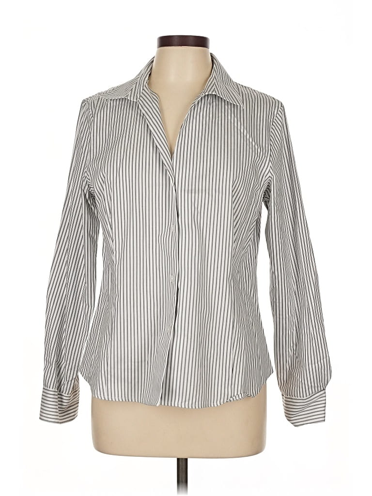 Pre-owned Anne Klein Long Sleeve Blouse In Gray