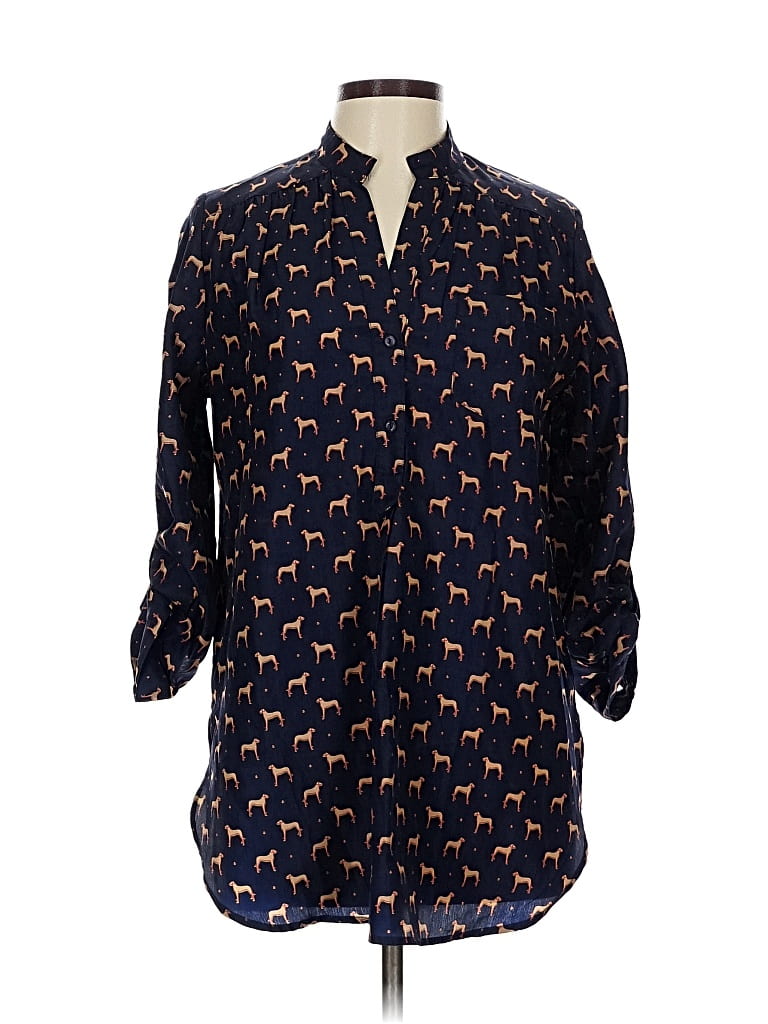 Pre-owned Fun2fun 3/4 Sleeve Button Down Shirt In Blue