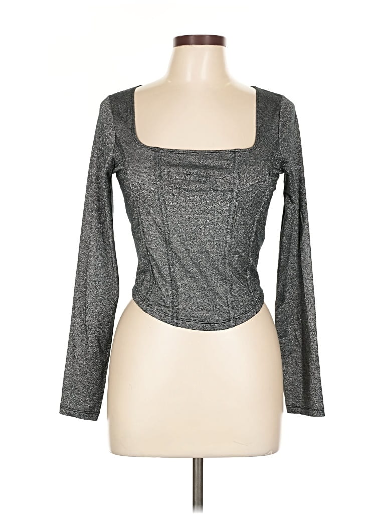 Pre-owned Hollister Long Sleeve Top Gray Square Neckline Tops