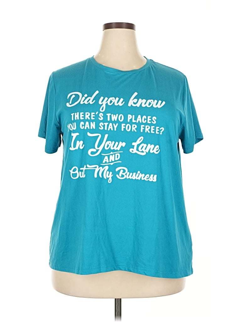 Pre-owned Shein Curve Short Sleeve T-shirt In Blue