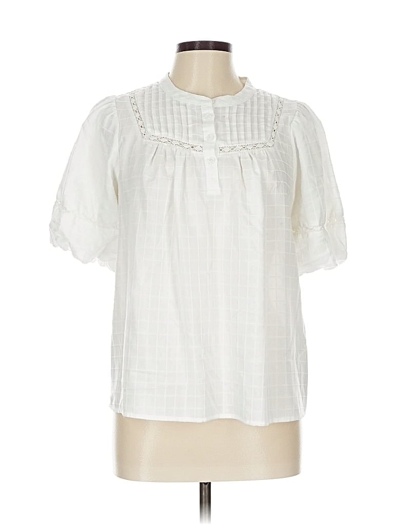 Pre-owned Greylin Short Sleeve Blouse In White