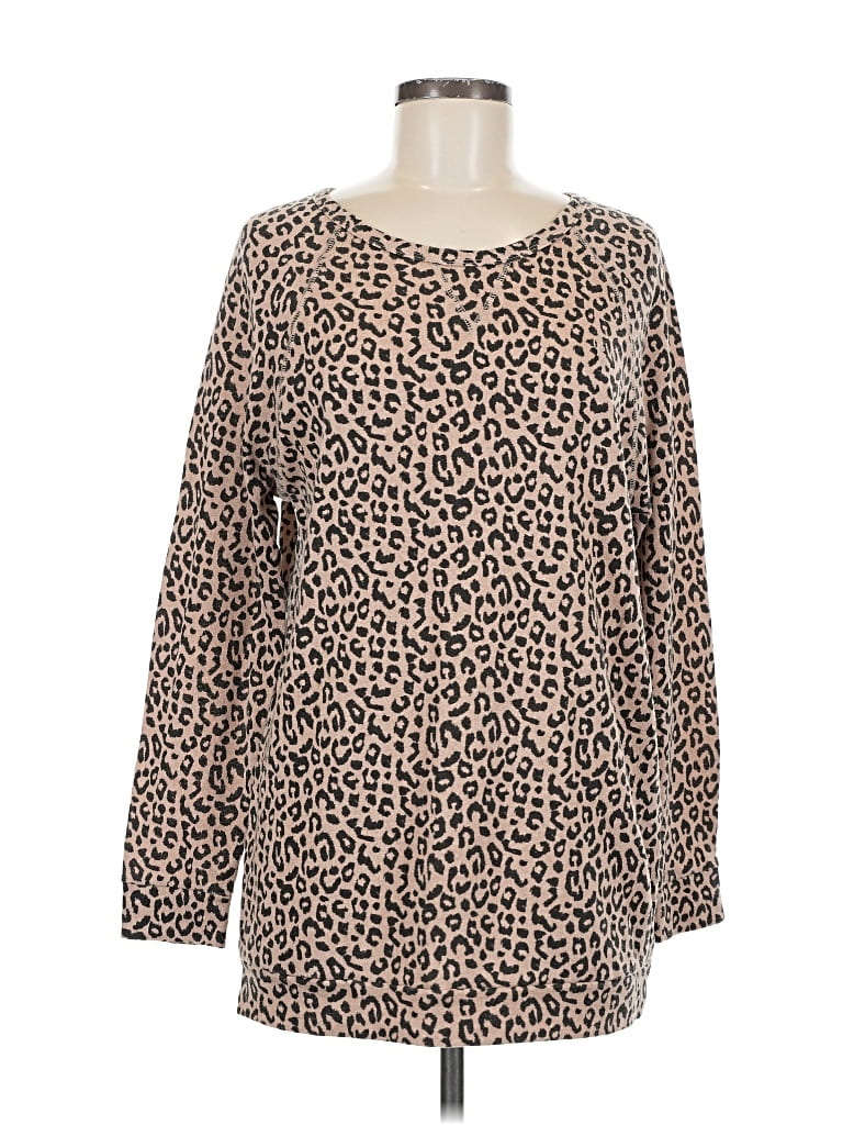 Pre-owned Obey Propaganda Long Sleeve Top Tan Boatneck Tops In Brown