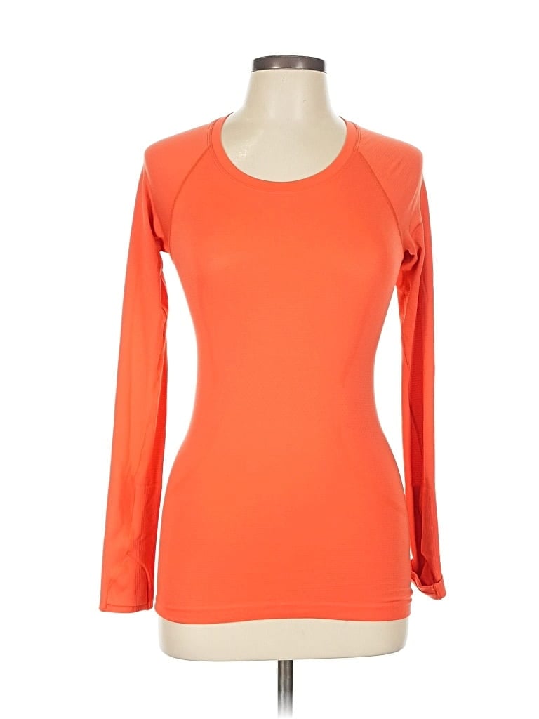 Pre-owned Lululemon Athletica 3/4 Sleeve T-shirt In Orange