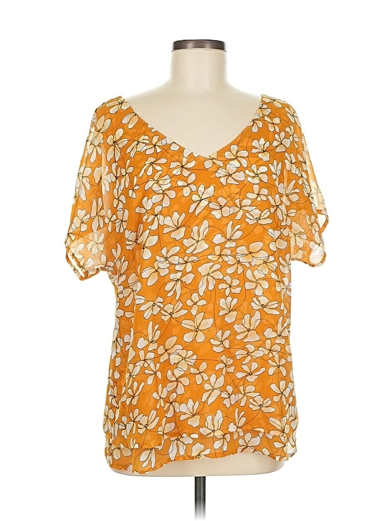 Pre-owned Cabi Short Sleeve Blouse In Orange