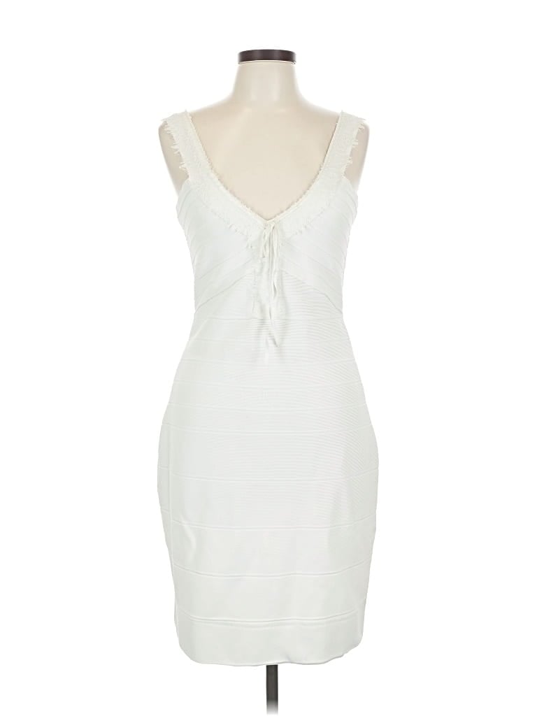 Pre-owned Herve Leger Cocktail Dress In White