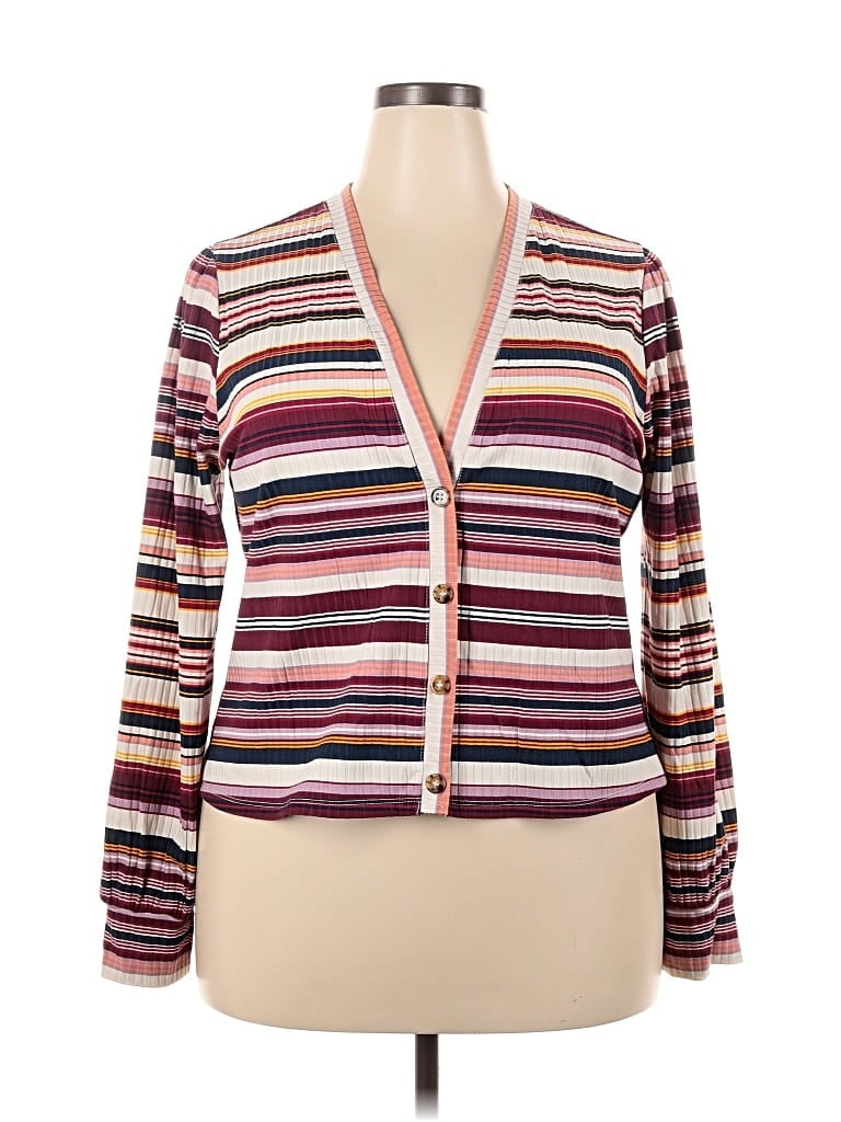 Pre-owned Lane Bryant Cardigan Sweater In Burgundy