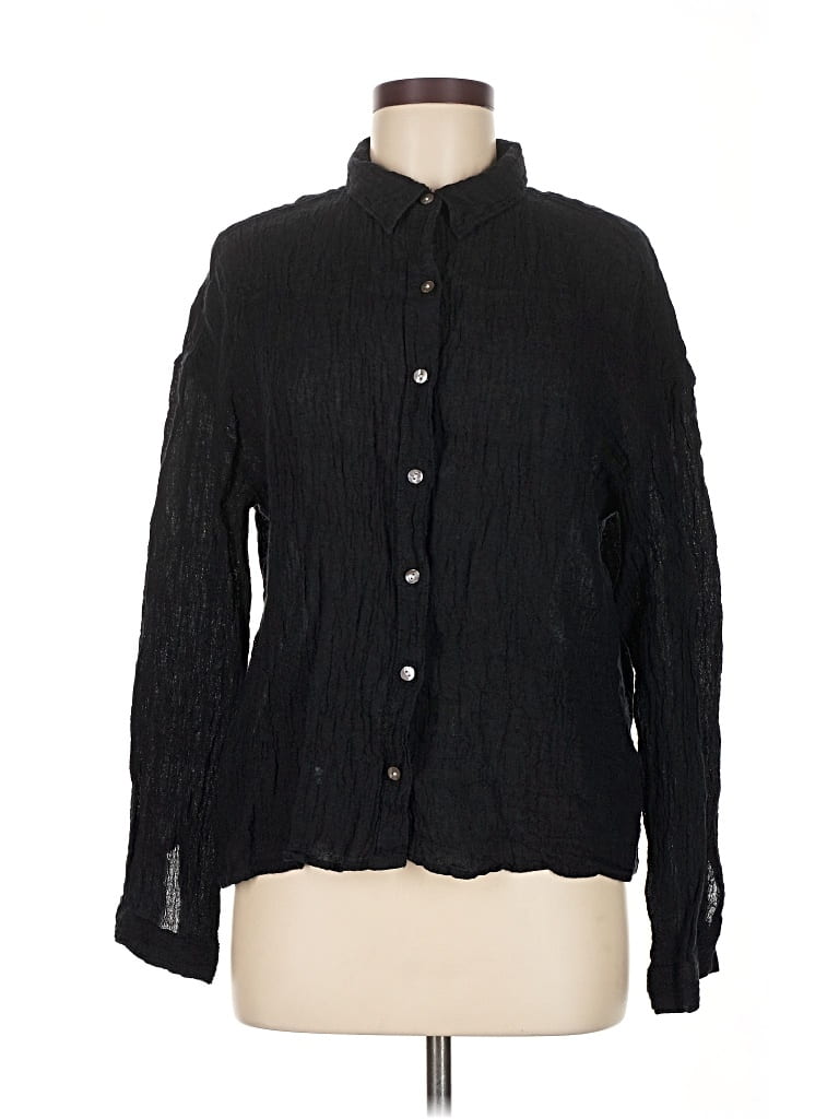 Pre-owned Tahari Long Sleeve Button Down Shirt In Black