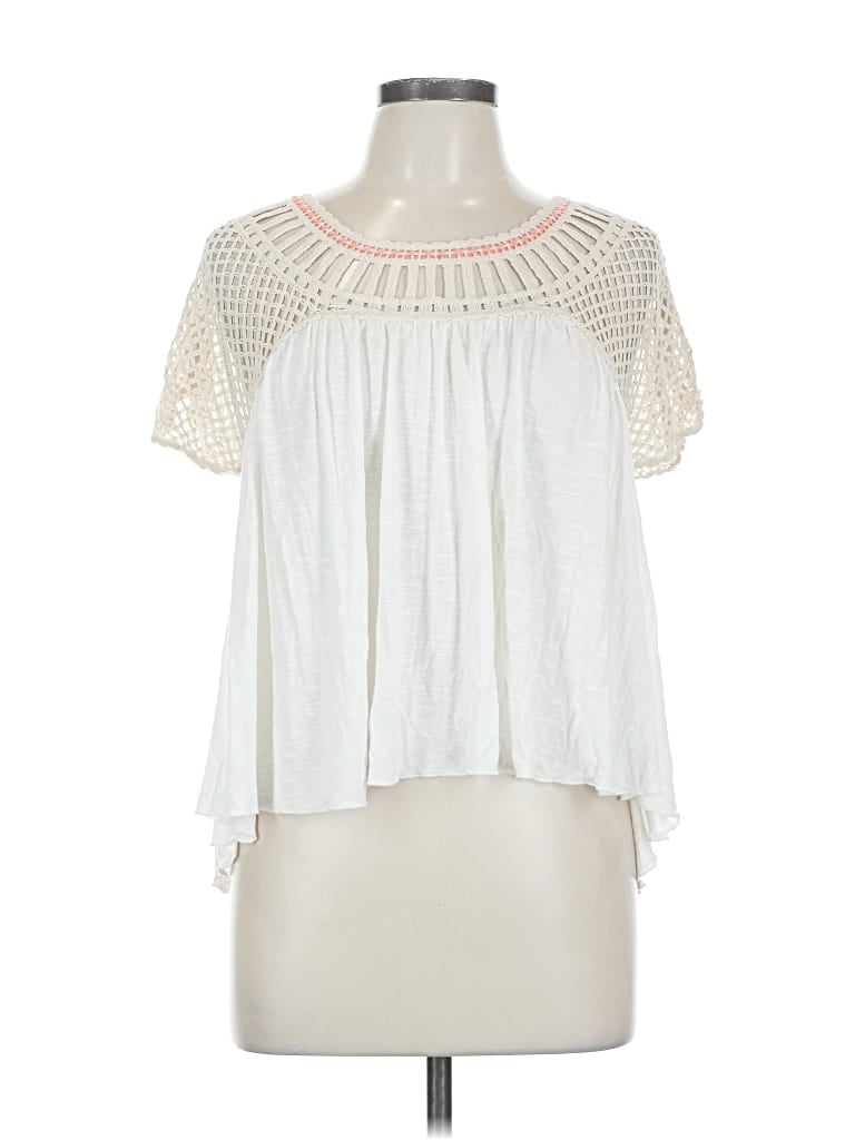 Pre-owned American Eagle Outfitters Short Sleeve Blouse In White