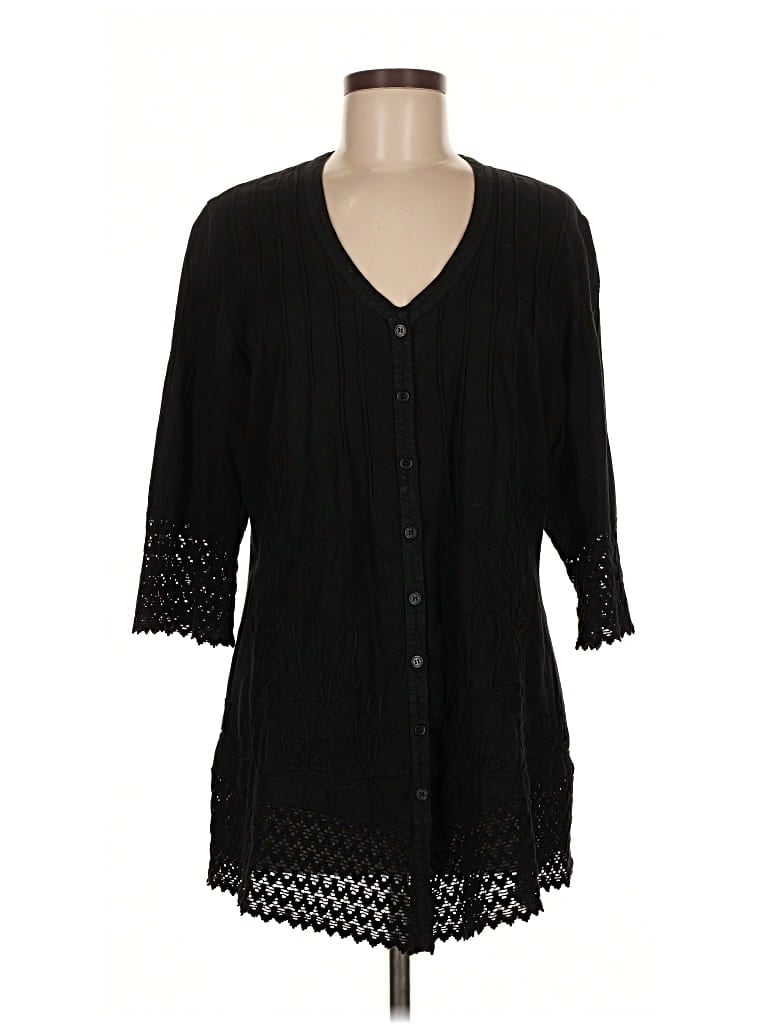 Pre-owned Soft Surroundings 3/4 Sleeve Blouse In Black