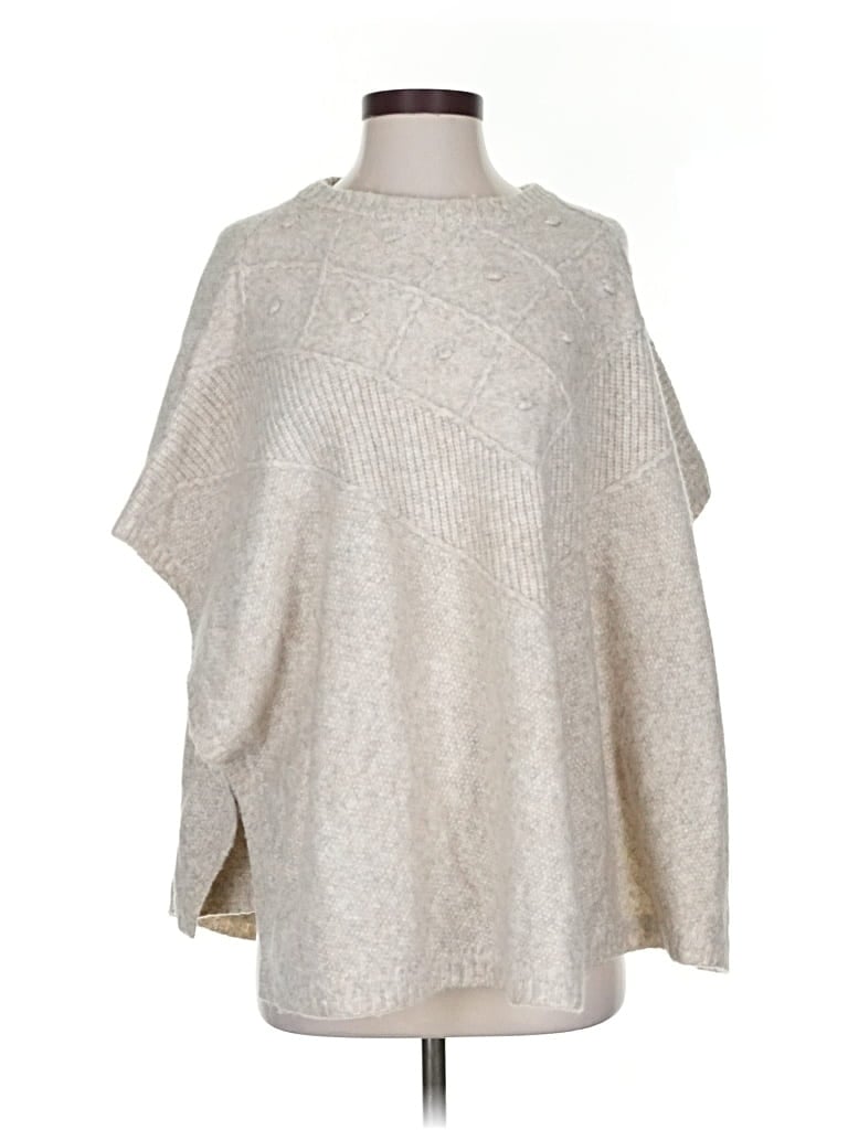 Pre-owned Ann Taylor Loft Poncho In White
