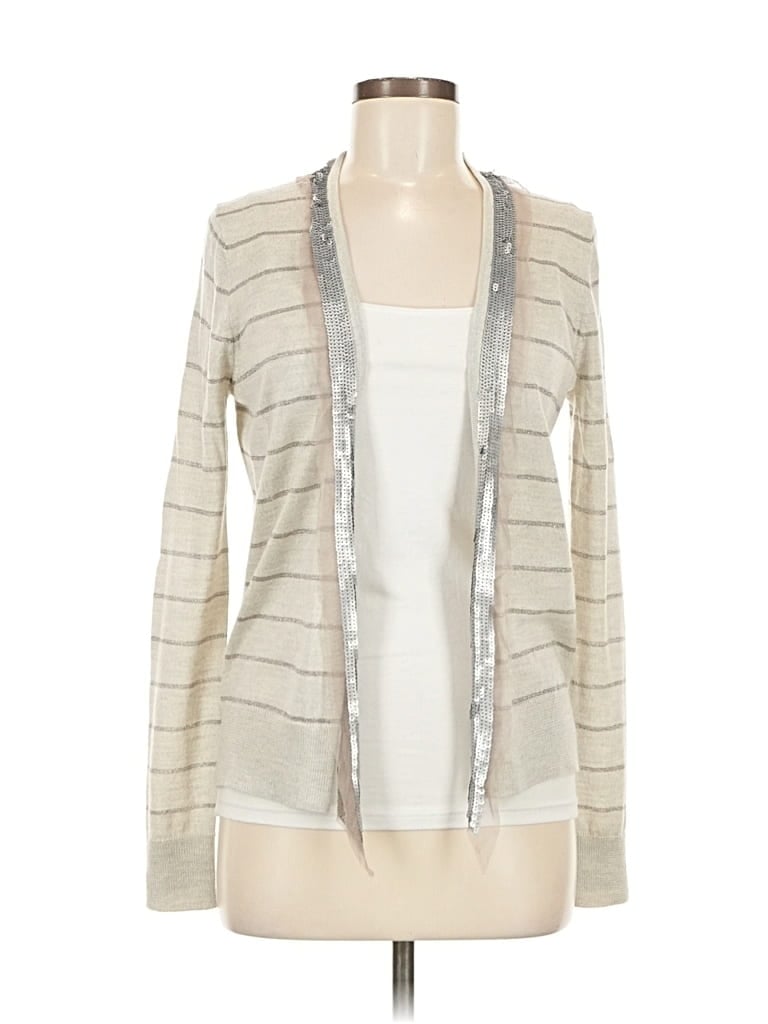 Pre-owned Ann Taylor Loft Cardigan Sweater In Silver