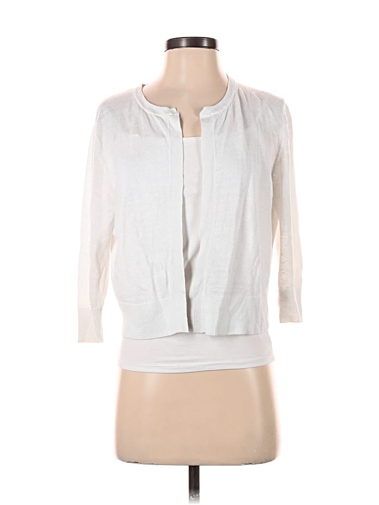 Pre-owned Ann Taylor Cardigan Sweater In White