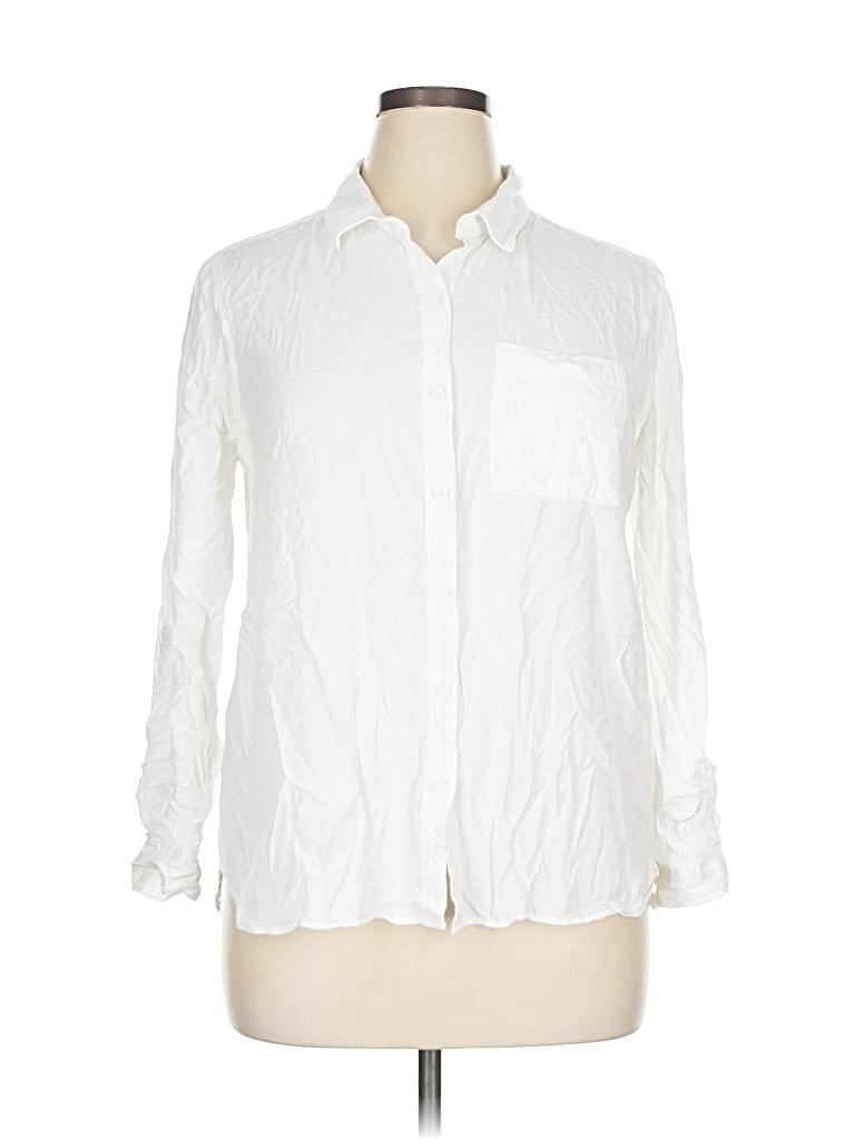 Pre-owned Casa Cabana Long Sleeve Button Down Shirt In White