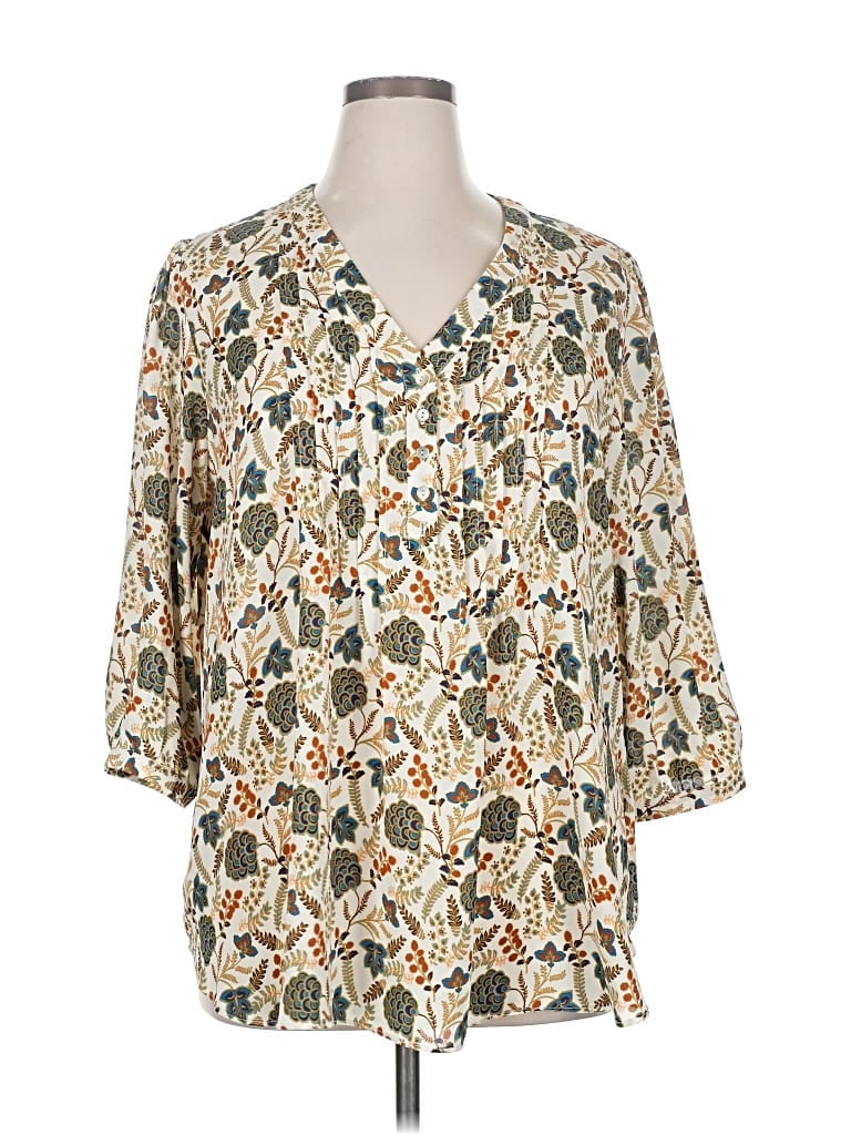 Pre-owned Rose + Olive 3/4 Sleeve Blouse In White