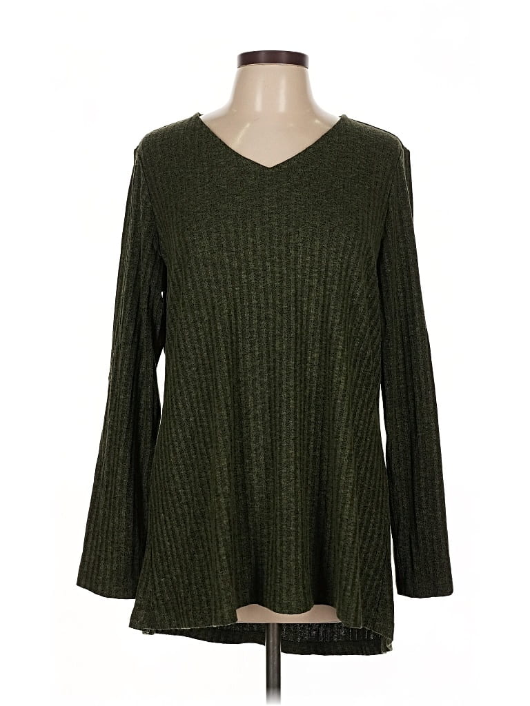 Pre-owned Susan Graver Pullover Sweater In Green