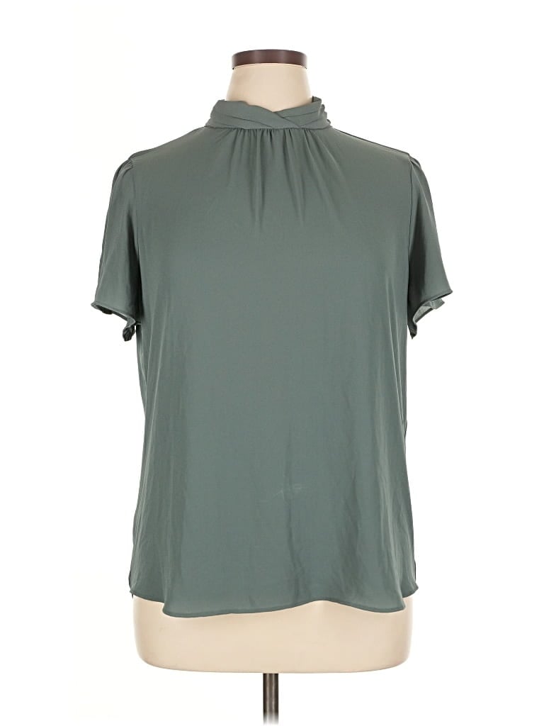 Pre-owned Ann Taylor Short Sleeve Blouse In Green