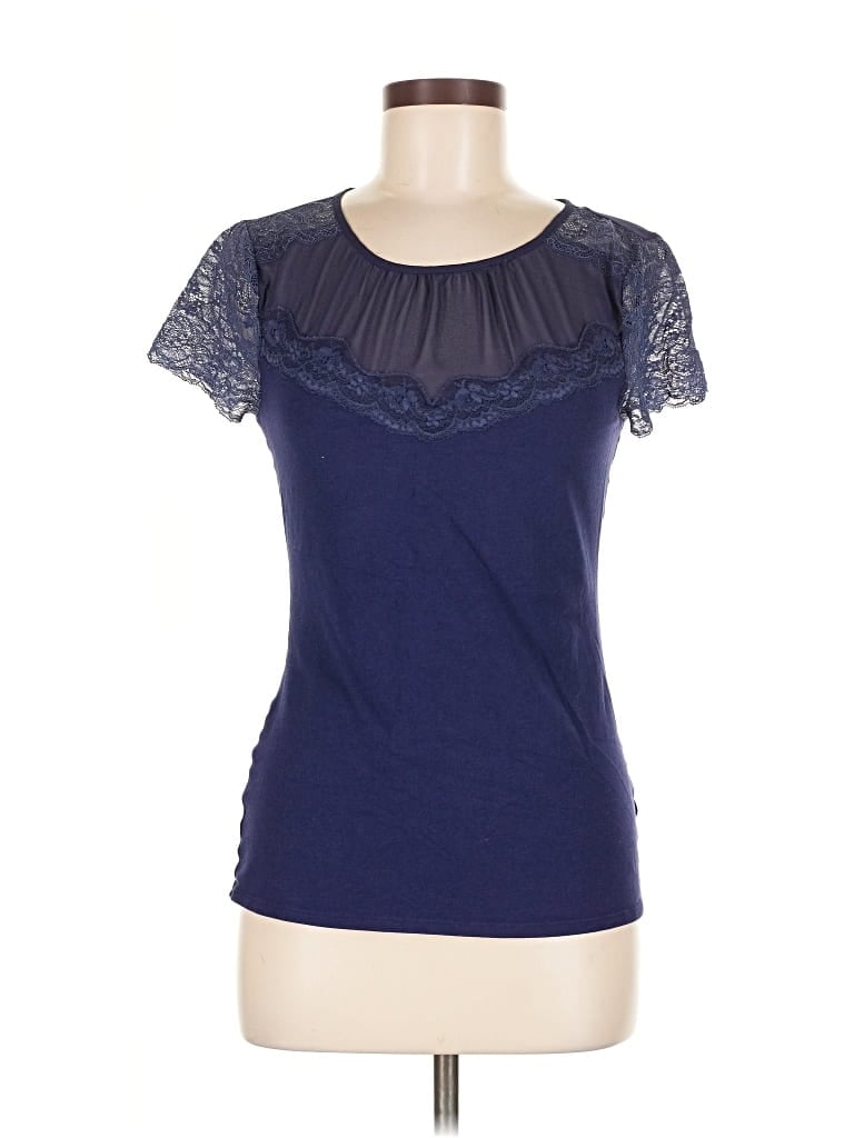 Pre-owned Express Short Sleeve Top Blue Sweetheart Neckline Tops
