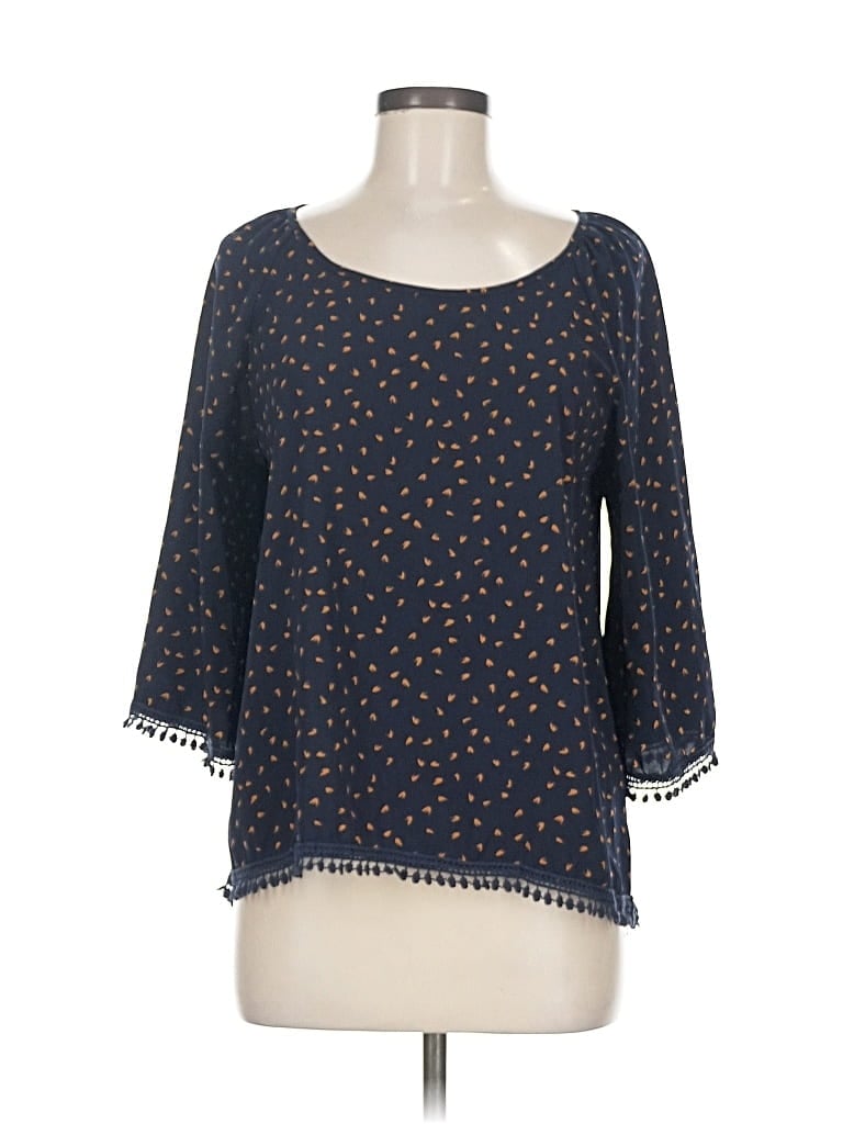 Pre-owned Le Lis 3/4 Sleeve Blouse In Blue