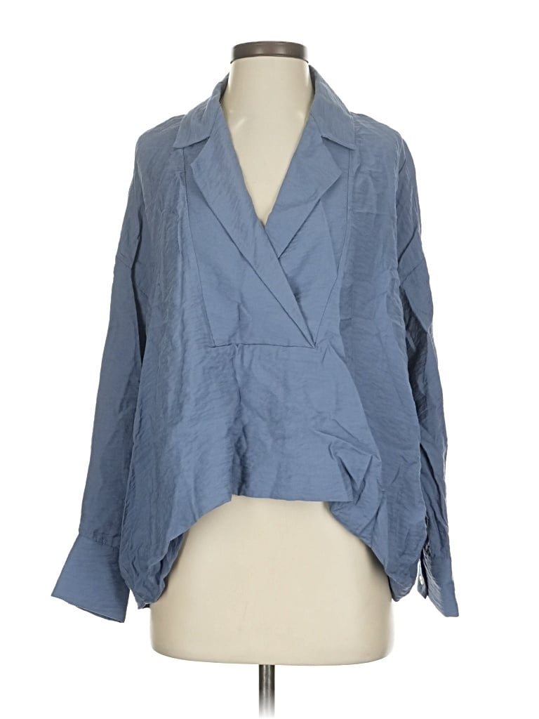 Pre-owned By Anthropologie Long Sleeve Blouse In Blue
