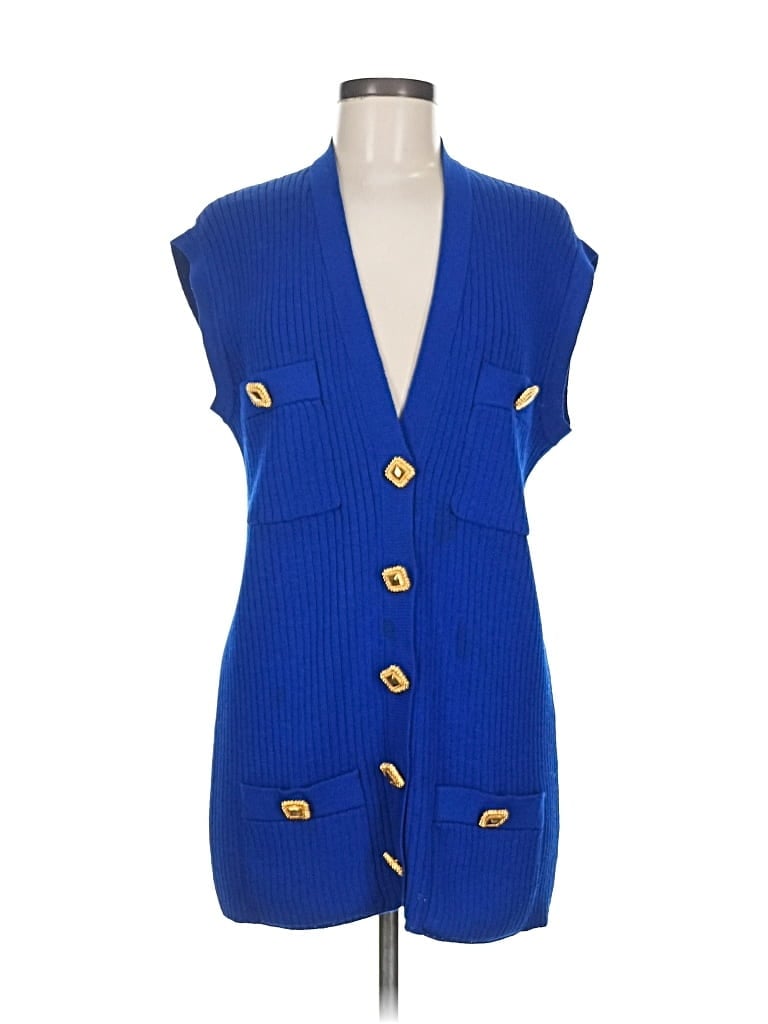 Pre-owned St. John Collection By Marie Gray Cardigan Sweater In Blue