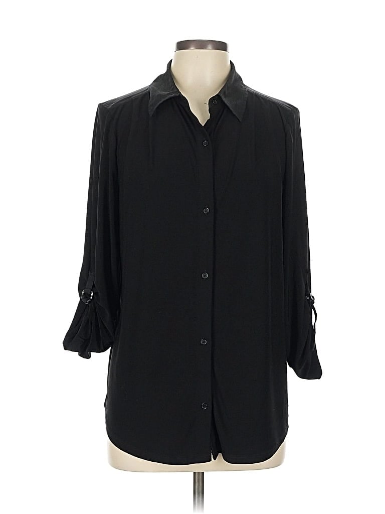 Pre-owned Anne Klein 3/4 Sleeve Blouse In Black